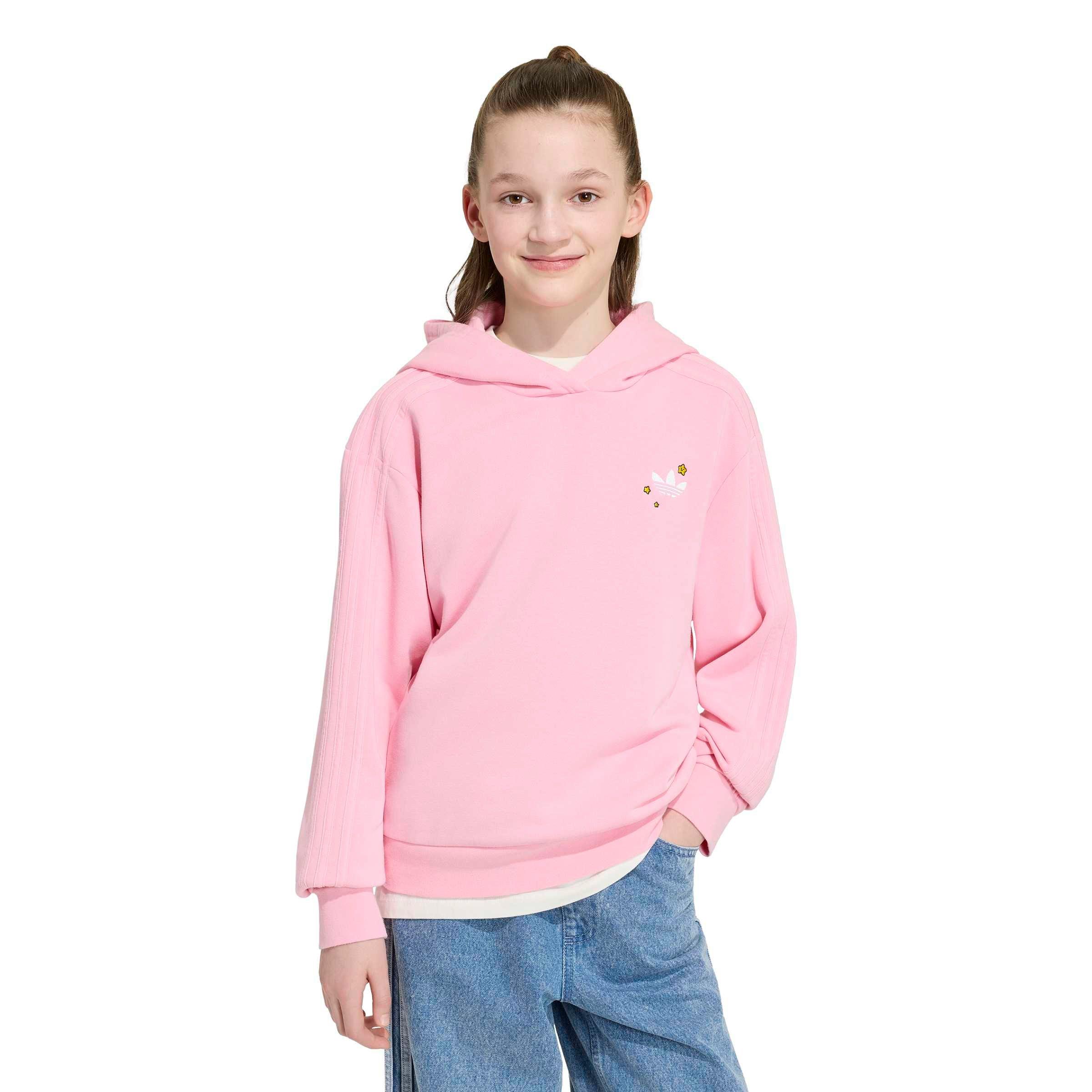 adidas Originals Big Girls' Care Bears Boxy Cropped Hoodie - Pink - PINK